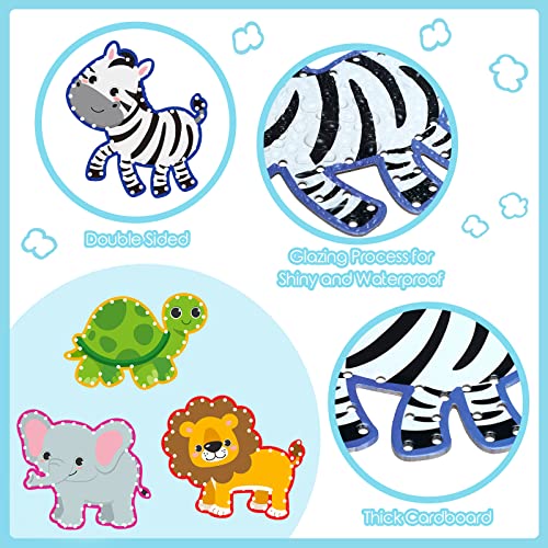 Pajean 10 Pcs Kids Lacing Cards Double Sided Animal Sewing Cards Kits 10 Styles Lacing Toy Crafts for Toddler Ages 6+ Developing Imagination Preschool Learning Activity Supplies(Jungle Style) - style: Jungle Style