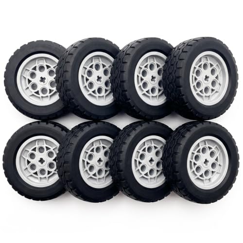 8 PCS Set Technic Wheel Tires, 62x20 Tyre & 43.2x18 Wheel Rim, Compatible with legoes and Major Brand, STEM Learning and Gift for Kids Ages 6 7 8 9 10 11 12+