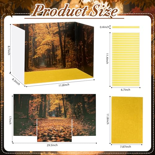 AmazingSpark 2 Set Fall Forest Animals Diorama Box and Fake Grass Decor, Woodland Figures Diorama Project Supplies Set, Cardboard Display Case Kit with Double Sided Tapes for DIY Crafts - style: Fall