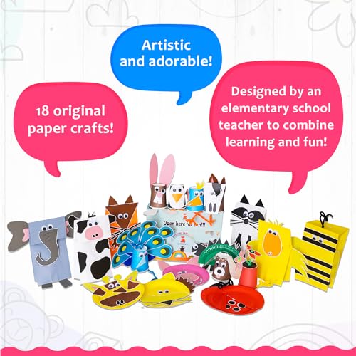 Crafty Mother 18 Paper Crafts Arts and Crafts Supplies for Kids Ages 4-8