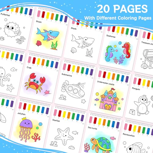 SOCOLER Paint with Water Coloring Books for Kids & Toddlers-Sea World - color: Sea World