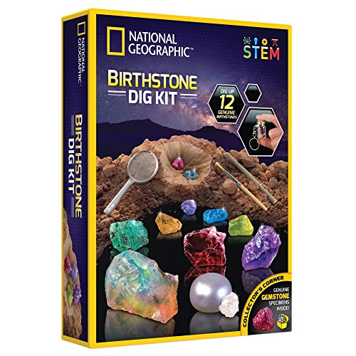 National Geographic Birthstone Dig Kit with 12 Genuine Gemstones for Kids - style: 12 Genuine Birthstones