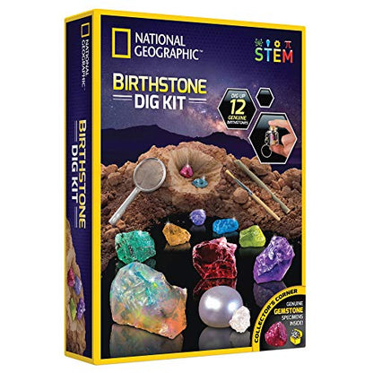National Geographic Birthstone Dig Kit with 12 Genuine Gemstones for Kids - style: 12 Genuine Birthstones