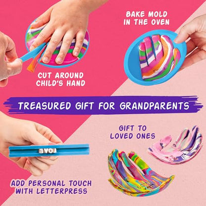 Original Stationery Craft Kits Trinket Dish Studio - Multicolor, 40 Pieces, Air-Drying Clay & Tools - Jewelry Dish Making Kit & DIY Clay Jewelry Bowls