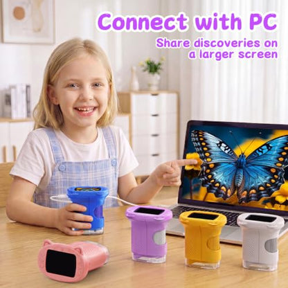 SEEKID Kids Microscope,1000X Handheld Digital Microscope (Purple) - color: Purple