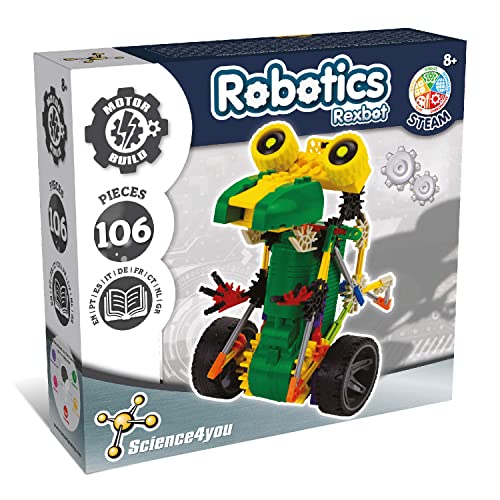 Science4you Robotics Rexbot - Robot Building Toy for Kids Age 8-14, Kit with 106 Pieces to Build Your Own Robot and Make it Move, Science Kit and STEM Toy for Kids 8+ Years Old - style: Rexbot
