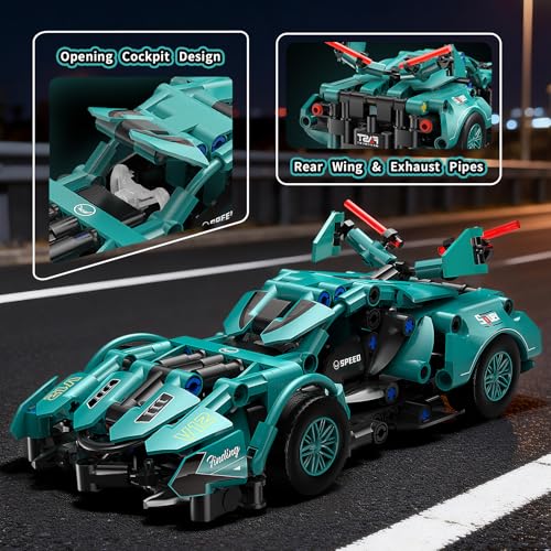 Race Car Building Block Set, 1:18 MOC Model Car Kit Building Blocks for Adults, Race Car Toy Birthday Gifts for Kids, Race Cars for Boys Girls Age 8-12+