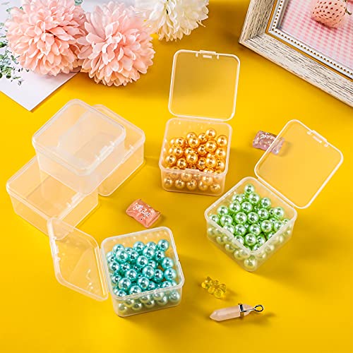 SATINIOR 48 Packs Clear Small Plastic Containers Transparent Storage Box with Hinged Lid for Small Items Crafts Jewelry (2 x 2 x 1.4 Inches) - size: 2 x 2 x 1.4 in