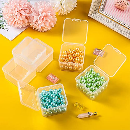 SATINIOR 48 Packs Clear Small Plastic Containers Transparent Storage Box with Hinged Lid for Small Items Crafts Jewelry (2 x 2 x 1.4 Inches) - size: 2 x 2 x 1.4 in