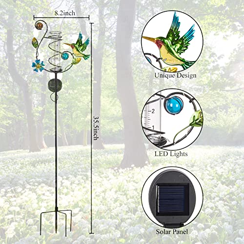 Stargarden Hummingbird Rain Gauge Outdoor Solar LED Lights Rain Gauge - color: Hummingbird-A