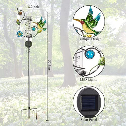 Stargarden Hummingbird Rain Gauge Outdoor Solar LED Lights Rain Gauge - color: Hummingbird-A