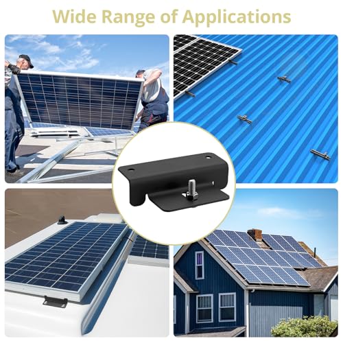 Anbte 8PCS Solar Panel Mounting Z Brackets, Aluminum Solar Panel Mounting Bracket 304 Stainless Steel Screws, Stable, Rust - Resistant, Easy Install for Roof, RV, Boat, Yacht, Black - color: black（8PCS）