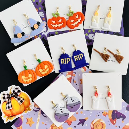 Xaekicr Halloween Polymer Clay Cutters Set – 8pcs Halloween Clay Cutters for Polymer Clay Jewelry, Clay Earring Cutters and Molds – Pumpkin, Tombstone, Witch Hat Clay Tools for DIY Crafts - color: C color