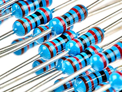 2600Pcs 130 Values Resistor Kit 1/4W, 1 Ohm-3M Ohm RoHS Compliant MelkTemn Resistor Assortment Kit Metal Carbon Film Fixed 1% Electrical Resistors Set Assortment Resistance Optional 100% New