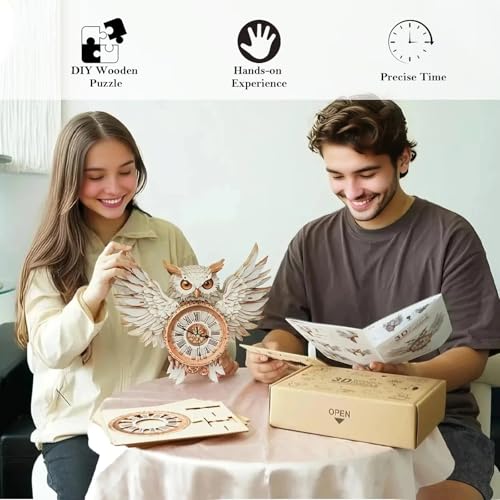 KAAYEE 3D Puzzles for Adults Snowy Owl Clock Bird Wooden Puzzle DIY Craft - color: Snowy Owl Clock