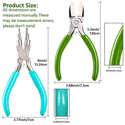 Mudder 2 Pcs Jewelry Making Tool 6 in 1 Bail Making Plier, Blue and Green - color: Blue and Green