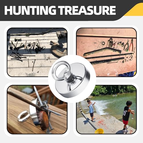 1500 LBS Super Strong Neodymium Fishing Magnet Kit, D120 Set, Round, Rare Earth, 4.72in, 120mm, 1 Piece, 1500 lbs Pull Force - size: D120 Set