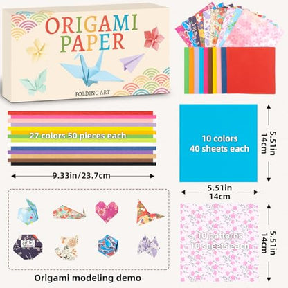 Origami Paper Kit, Japanese Style Double Sided & Star Origami Paper for Kid - style: Japanese style+Stars