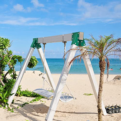 BeneLabel A-Frame 2 Swing Set Brackets, Heavy Duty Steel Swing Set Hardware with Mounting Hardware, DIY Swing Set End Bracket Swing Set Kit for 2 (4x4) Legs & 1 (4x6) Beam, Green - color: Both Ends Swing Set Bracket