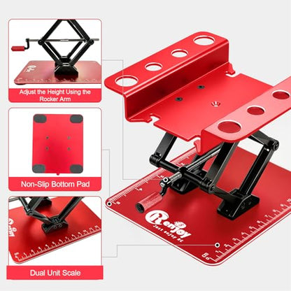 RC Car Stand Lift Lower with 3-Slot Screw Tray for 1/8 1/10 1/12 Scale, Red - color: Red, With 3-slot Screw Tray