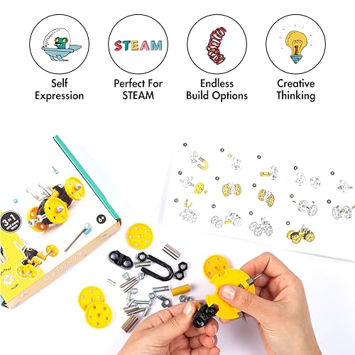 The Off Bits Building Toy - Yellow Vehicle Kit BlazeBit - Building & Construction Toy Tool Set for Kids Including Guide Book - Build-it-Yourself, Gift Ideas for Kids Boys & Girls - style: Modern