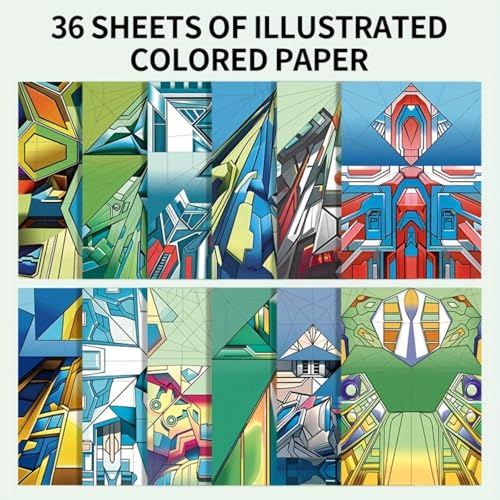 Paper Airplane Origami Kit, 12 Paper Airplane Designs with 36 Colorful Origami Papers, Folding Airplane Creative Origami Kit
