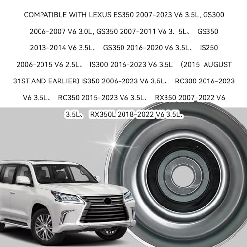 Belt Tensioner Pulley Idler Pulley Kit for Toyota FJ Cruiser 06-11 Highlander&RAV4 III 07-17 Sienna 10-17 Venza&Lexus ES Gs 08-17 RX350L IS250 IS300 GS350 ES350 RC300 Drive Belt Idler Pulleys