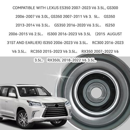 Belt Tensioner Pulley Idler Pulley Kit for Toyota FJ Cruiser 06-11 Highlander&RAV4 III 07-17 Sienna 10-17 Venza&Lexus ES Gs 08-17 RX350L IS250 IS300 GS350 ES350 RC300 Drive Belt Idler Pulleys
