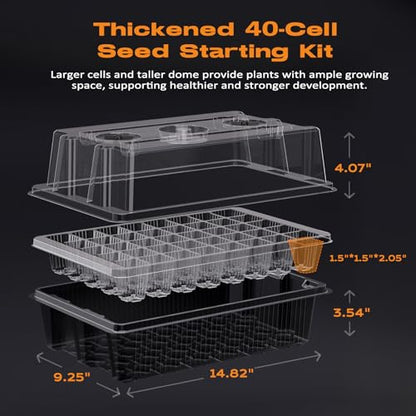 Patigrow 80-Cell Self-Watering Seed Starter Tray with Grow Light, Seed Starter Kit with 4.07” Humidity Dome, Indoor Seedling Starter Tray, Seed Starting Trays for Plant Germination, Seeds Growing