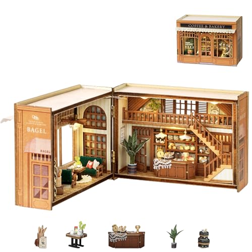 Flever Dollhouse Miniature DIY House Kit Creative Room with Furniture for Romantic Valentine's Gift (Bagel Time) - color: Bagel Time