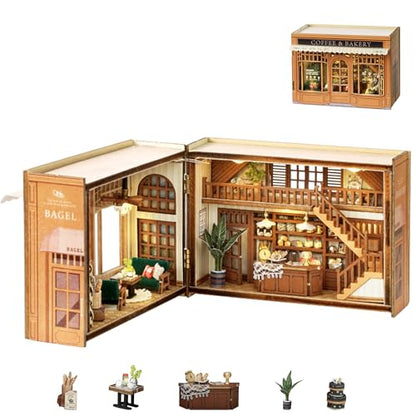 Flever Dollhouse Miniature DIY House Kit Creative Room with Furniture for Romantic Valentine's Gift (Bagel Time) - color: Bagel Time