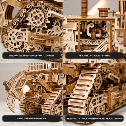 Wood Trick Terrain Titan Bulldozer 3D Wooden Puzzles for Adults to Build