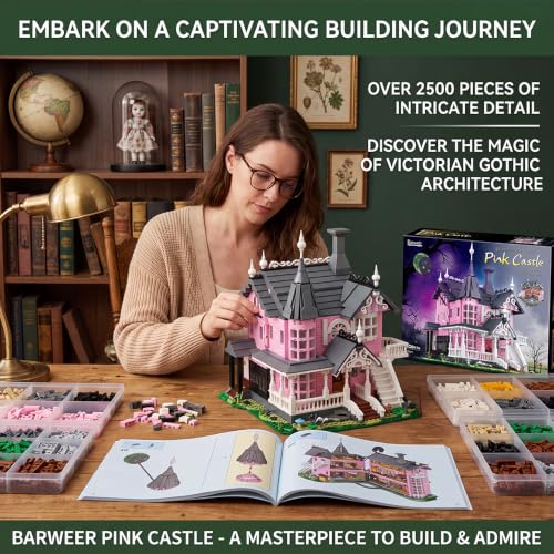 Pink Palace Castle Halloween Haunted Building Block, 2826 PCS for Adult - color: Pink Palace