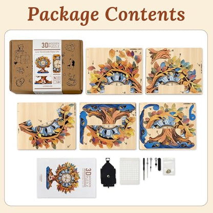 3D Wooden Puzzle for Adults - Tree of Life Clock - color: Tree of Life