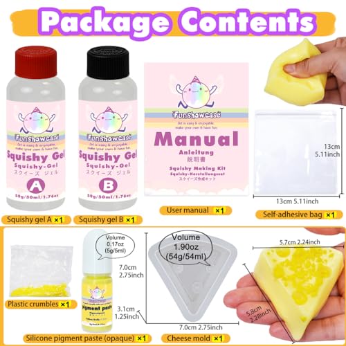 Taba Squishy Cheese Kit Gel+Silicone Mold+Pigment+Sprinkles - color: Cheese
