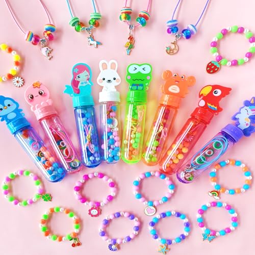 Kids Bracelet Necklace Making Kit, 24 Pack for Ages 4+, Girls Party Favors, Goodie Bag Stuffers, Kids Art Craft Activity