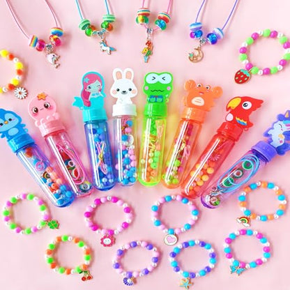 Kids Bracelet Necklace Making Kit, 24 Pack for Ages 4+, Girls Party Favors, Goodie Bag Stuffers, Kids Art Craft Activity