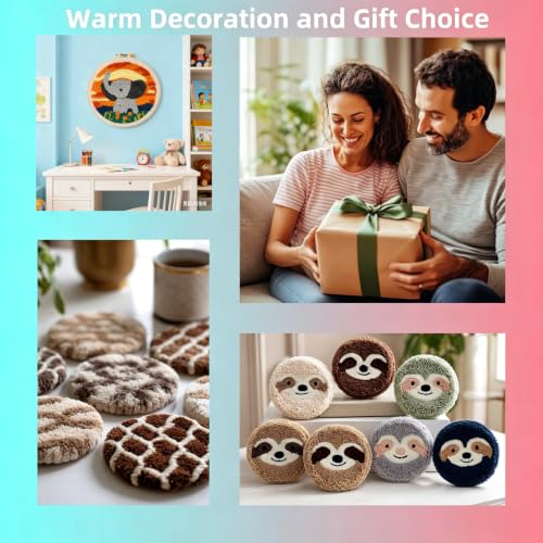 DIY Punch Needle Kits Christmas Snowman Winter Snow with Hoop 20x20cm-2 - color: 02-Snowman