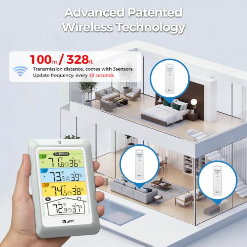 Indoor Outdoor Thermometer Wireless 4.5 Inch Display Digital Hygrometer - color: colorful