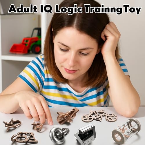 Wettarn 9 Pcs Metal Brain Teasers 3D Steel Puzzle Set, Exquisite Style - style: Exquisite Style