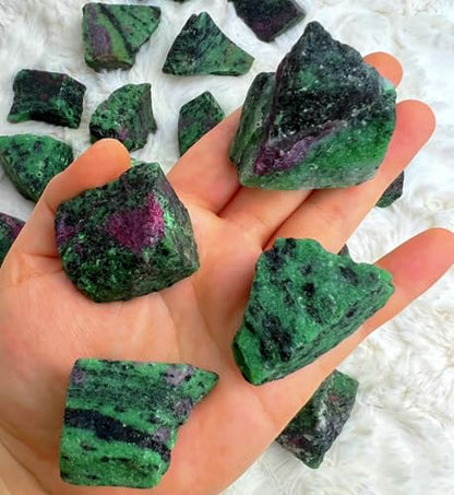 Zenkeeper 1Lb Ruby Zoisite Raw Stones for Tumbling, Polishing, Rough Ruby Zoisite Crystals Bulk Rough Gemstone for Jewelry Making, Healing, Meditation, Reiki - color: Ruby Zoisite