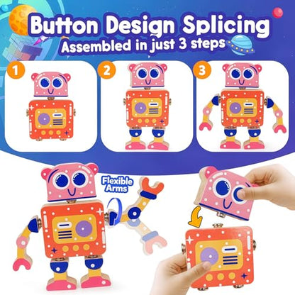 Robot Toys for Kids 3-5,Montessori Wooden Learning Toy with Take Apart Features Robots,STEM Educational Play Fine Motor Games for Boys Girls - style: Robot