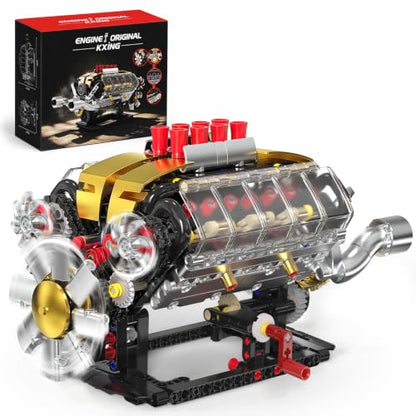 V8 Engine Model Kit, Working Engine Set with Motor for Adults Boys