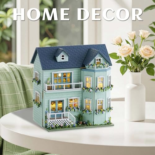 Flever Dollhouse Miniature DIY House Kit Creative Room with Furniture for Romantic Valentine's Gift (Warm House) - color: Warm House