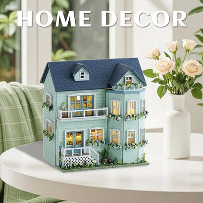 Flever Dollhouse Miniature DIY House Kit Creative Room with Furniture for Romantic Valentine's Gift (Warm House) - color: Warm House