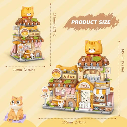Street View Cute Cat Shop Mini Building Blocks, MOC Creative Building Toys Cute Animals Building Set for Girls 6-12, Simulation Architecture Construction Toy, Gift Idea for Kids Adults (917 PCS) - style: Cat Shop