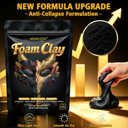 MEARCOOH Modeling air Dry Foam Clay Black Cosplay Magic Clay 300g (10.58oz) - color: Black, size: 300g