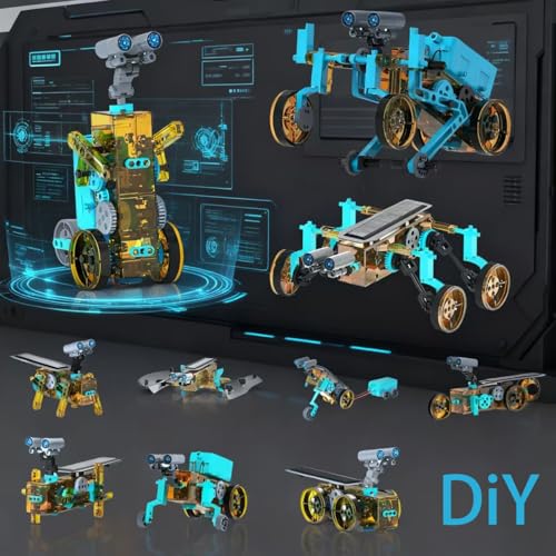 STEM 31-in-1 Educational Solar Remote Control Toy, Suitable for Boys Aged 8-14, Science Experiment Building Block Robot Toy, with Dual-Mode Switching Between Solar Power and Remote Control