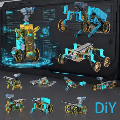 STEM 31-in-1 Educational Solar Remote Control Toy, Suitable for Boys Aged 8-14, Science Experiment Building Block Robot Toy, with Dual-Mode Switching Between Solar Power and Remote Control