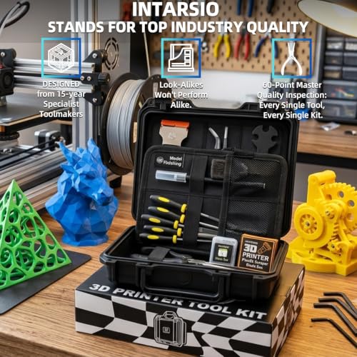62pcs 3D Printer Tool Kit and Accessories with Hardshell Box incl. Long Nose Pliers, Flush Cutter, Metal/Plastic Scrapers, Finishing Files, for Bambu Lab A1/P1S/P1P, Flashforge & All FDM/SLA Printers - style: Maker Suite Pro